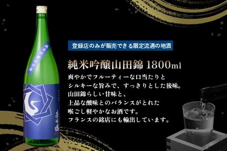基峰鶴 純米吟醸山田錦と脊振湧水 1800ml 各1本【日本酒 純米吟醸 地酒 酒 背振湧水 限定流通のお店 山田錦 限定 飲み比べ フルーティー 甘味 切れ味 贈り物】B7-A085018