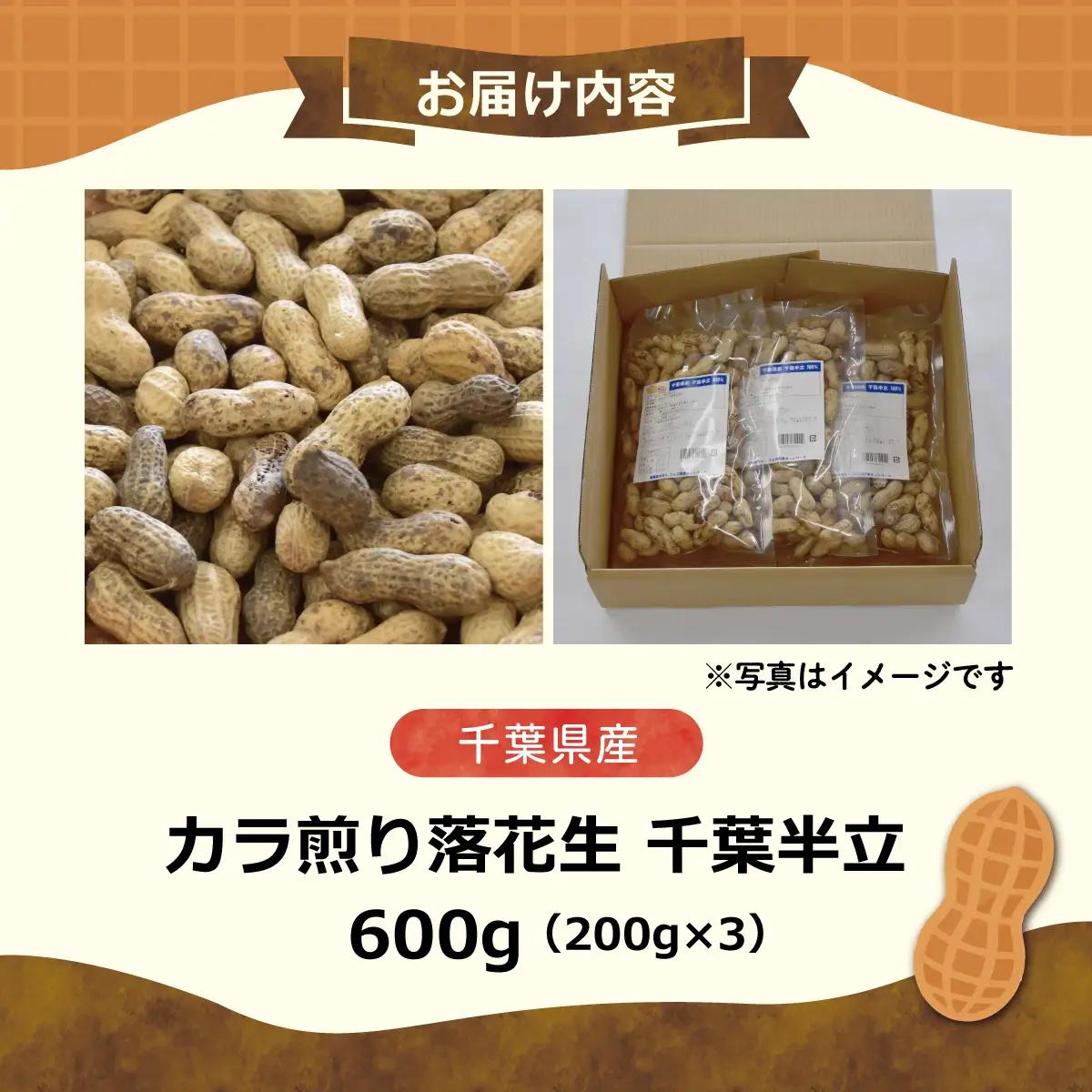 【先行予約】【12月上旬から発送】千葉県産 カラ煎り落花生 千葉半立 600g（200g×3） SMF004