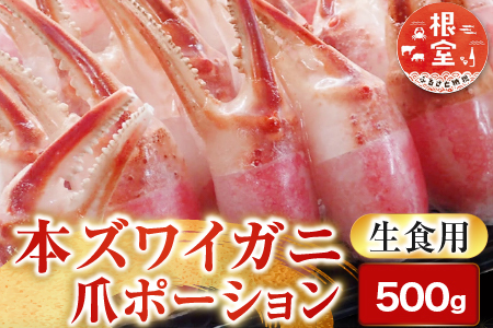 生食用本ズワイガニ爪ポーション500g(お刺身・かにしゃぶ・フライ等) A-14237