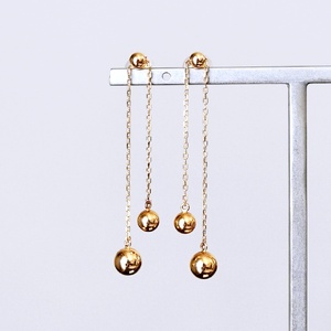 K18(18金) イエローゴールド おしゃれ 長さ調節 技あり ボール チェーン ピアス 地金  (直径3mm4mm 5mm) 保証書付 M1237-1 242-032