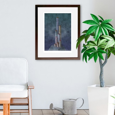 ＼京都・綾部の癒やし系作家/【絵画】　天空の城　　額装サイズ526mmx412mm【1278187】