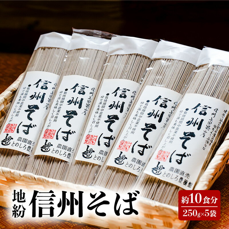 【ふるさと納税】地粉 信州そば 10食分 (250g×5袋) 国産 信州産 乾麺 そば 蕎麦 ソバ 干しそば 小麦粉 そば粉 麺類 お中元 長野県 上田市　お届け：入金から出荷まで1か月以上かかる場合もございます。ご了承の上寄付いただけますと幸いです。