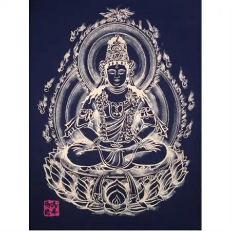 手描きTシャツ 仏画 大日如来 黒 (半袖 Lサイズ)【1615084】