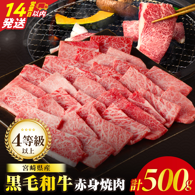 【14営業日以内発送】≪肉質等級4等級以上≫黒毛和牛赤身焼肉(計500g)_T030-0925-14E【肉 牛 牛肉 国産 人気 ギフト 食品 おかず 焼き肉 BBQ 贈り物 送料無料 プレゼント】