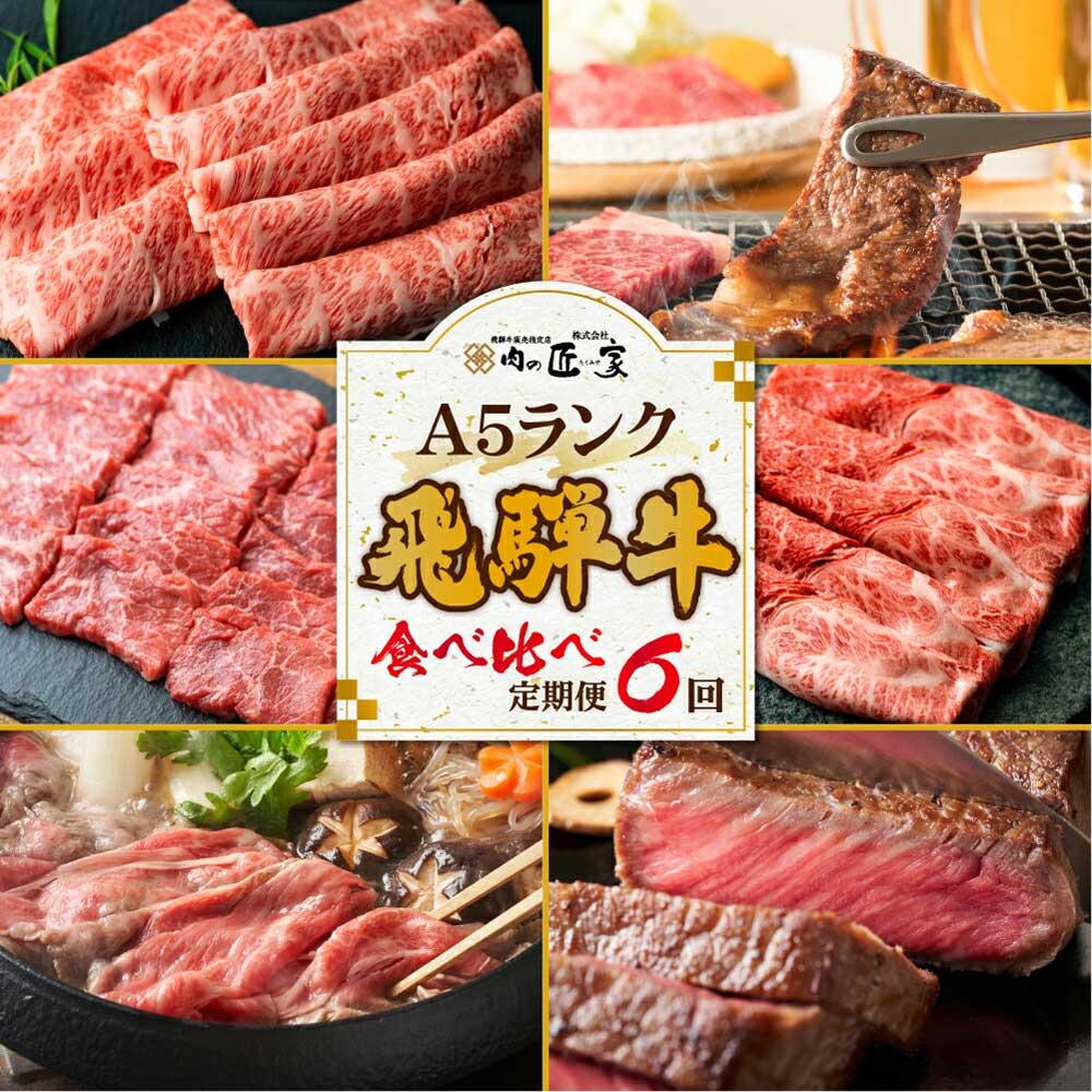 【ふるさと納税】【定期便 6ヶ月】＜全6回＞飛騨牛 食べ比べ（ステーキ／焼肉／すき焼き／しゃぶしゃぶ）| ヒレ ロース ランプ サーロイン もも 霜降り 定期便 牛 和牛 牛肉 赤身 食べ比べ 飛騨牛 ブランド牛 黒毛和牛 お肉 飛騨高山 肉の匠家 BV104