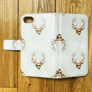 スマホ手帳型ケース 鹿柄オリジナル 「神鹿 shinroku」 foo stitch  15-067