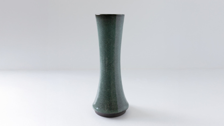 【氷裂貫入青瓷】花器 （小野寺裕司 作） 径6.4cm×高さ23cm