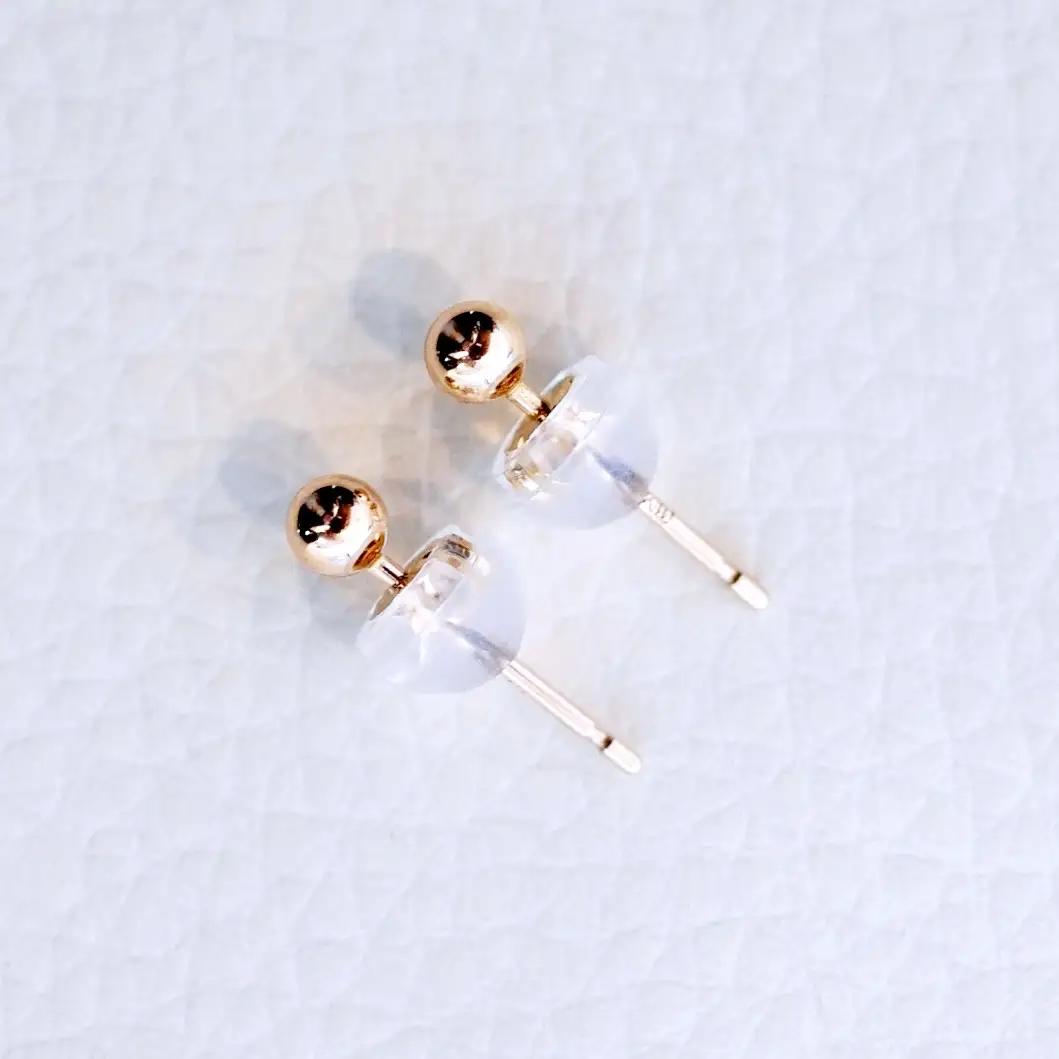K10YG(10金) イエローゴールド  地金 中空 シンプル ボール ピアス (3mm)  保証書付 KO-0081 242-068-b
