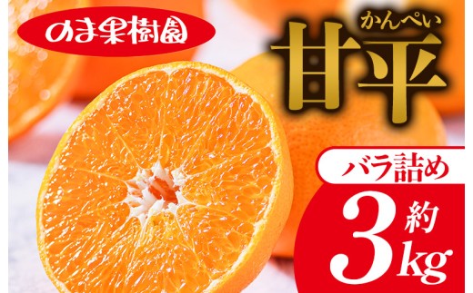 【先行予約】甘平（3kg） [K003720K3] 人気商品 国産 高級フルーツ 人気商品 みかん 柑橘 フルーツ 果物 乃万青果 のま果樹園 甘平 高級柑橘