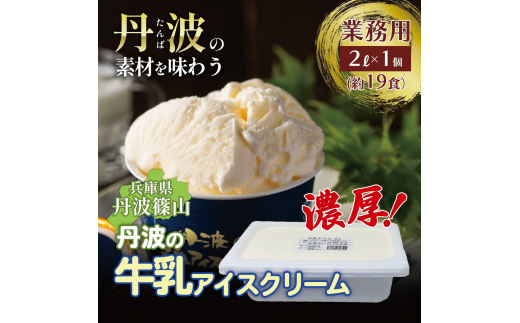 寄付額を見直しました！大容量★丹波産牛乳を使用した業務用２L牛乳アイスクリーム　アイス アイスクリーム 濃厚 滑らか コク ご当地 パーティ アレンジ ミルク 低温殺菌 冷凍配送 冷凍食品