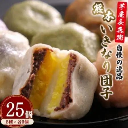 芋屋長兵衛自慢の逸品 熊本いきなり団子(5種) 25個セット(各80g)【配送不可地域：離島】【1763165】