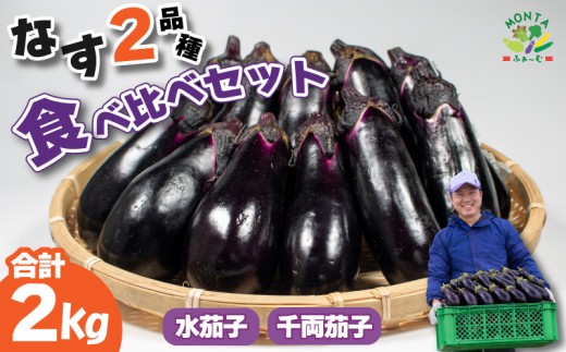 【先行予約】 野菜 ナス 水茄子 千両なす 約2kg 詰合せ セット 食べ比べ なすび 茄子 夏野菜 野菜 やさい 漬物 味噌汁 サラダ スープ カレー 麻婆豆腐 和食 洋食 中華 おかず おつまみ 惣菜 弁当 日用 ギフト 贈り物 プレゼント 焼肉 アウトドア BBQ 朝採れ 新鮮 産地直送 健康 美容 冷蔵 送料無料 徳島県 阿波市 MONTAふぁ～む