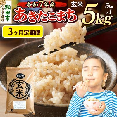 ふるさと納税 秋田市 《令和7年産》定期便3ヶ月 あきたこまち 5kg 玄米|15_mge-010503g