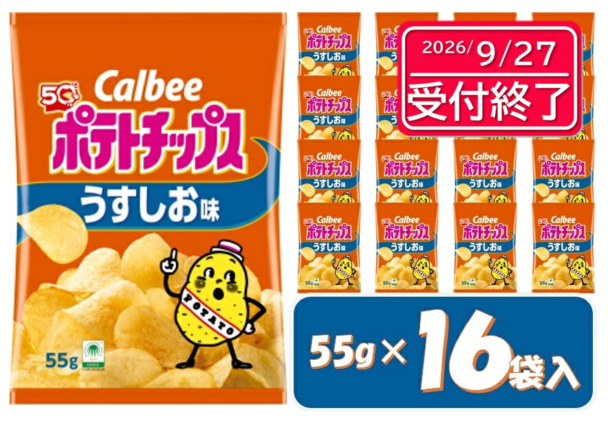 【ふるさと納税】カルビー　ポテトチップス　うすしお味　16袋 　ポテトチップス ポテチ チップス スナック スナック菓子 おやつ お菓子 おかし じゃがいも うすしお 塩 塩味 薄塩 カルビー Calbee おつまみ つまみ 子供 子ども お子様 プレゼント ギフト