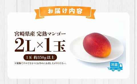 《2024年発送》期間限定 数量限定 宮崎県産 完熟マンゴー 2L1玉 約350g以上