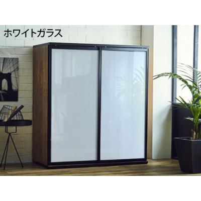 ふるさと納税 大川市 引き戸レンジ台 キッチンボード 幅153.5cm ポエム【カラー:レディオーク、扉:ホワイトガラス】