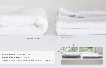 グルービーボーダー　フェイスタオル　5枚セット　ブルー【I003030FT5B】