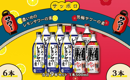 サッポロ 濃いめの レモンサワー の素 6本／ 男梅サワー の素 3本 合計9本 セット（1本500ml） お酒 サッポロ