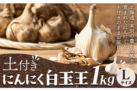 【先行予約】土付き にんにく 白玉王 1kg Lサイズ 本別町産 斎啓一 《2026年8月上旬-9月末頃出荷》