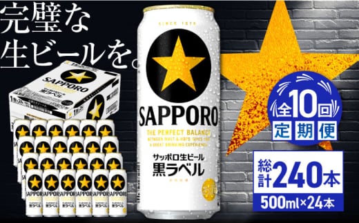 【全10回定期便】サッポロ生ビール 黒ラベル 500ml×24缶　合計240缶 日田市 / 株式会社綾部商店 [ARDC084]