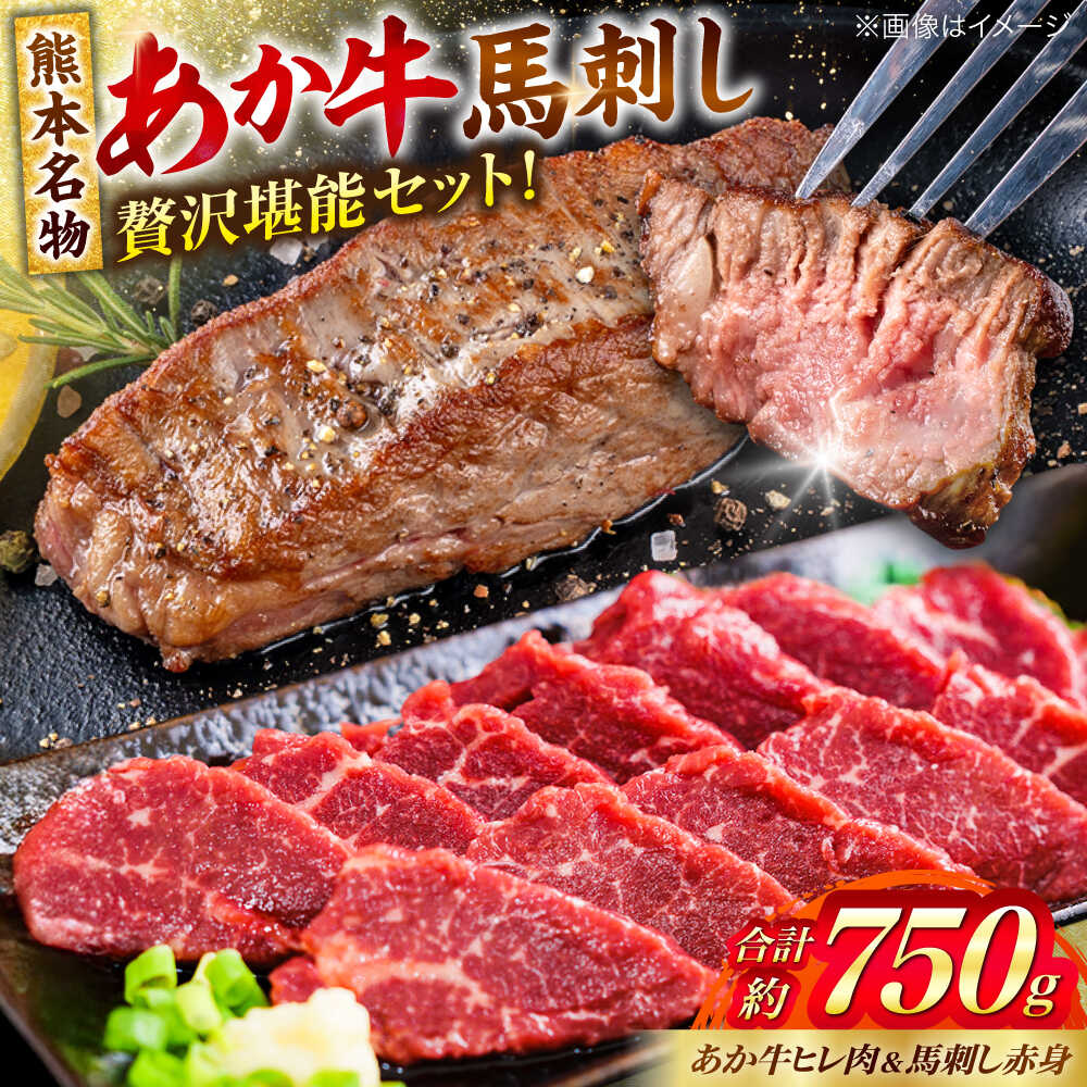 【ふるさと納税】熊本の贅沢 あか牛 ヒレ肉 約450g 赤身 馬刺し 約300g 各3P（計約750g）【合同会社 たべたせいか】[AYCB067]