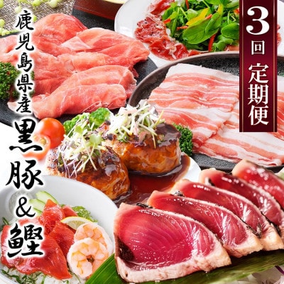 【定期便3回配送】鹿児島県産黒豚・鰹たたき　OO-0002【配送不可地域：離島】