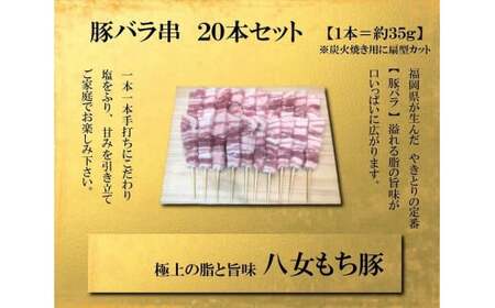 八女もち豚　豚バラ串20本セット 肉 お肉 豚肉 もち豚 豚バラ 串 福岡県 八女市 117-005
