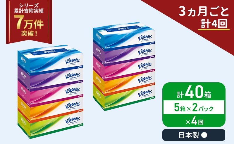 
                  定期便 ティッシュ クリネックス 5箱入 × 2 パック《3ヶ月ごと計  4回》 ティッシュ セット [№5704-1044]
                
