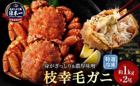 特選冷凍「枝幸毛がに」約1kg×2尾 毛ガニ