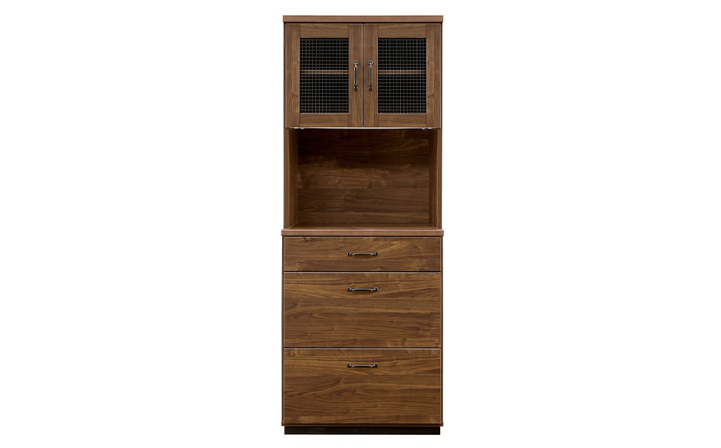 
            レトロ70オープンボード 引出し収納 強化紙 クロスペンガラス フルオープン三段レール フルスライドレール スチール製取手 木目調シート 高さ調節可能棚 食器棚 キッチン収納 家具 インテリア 福岡県 柳川市 送料無料
          