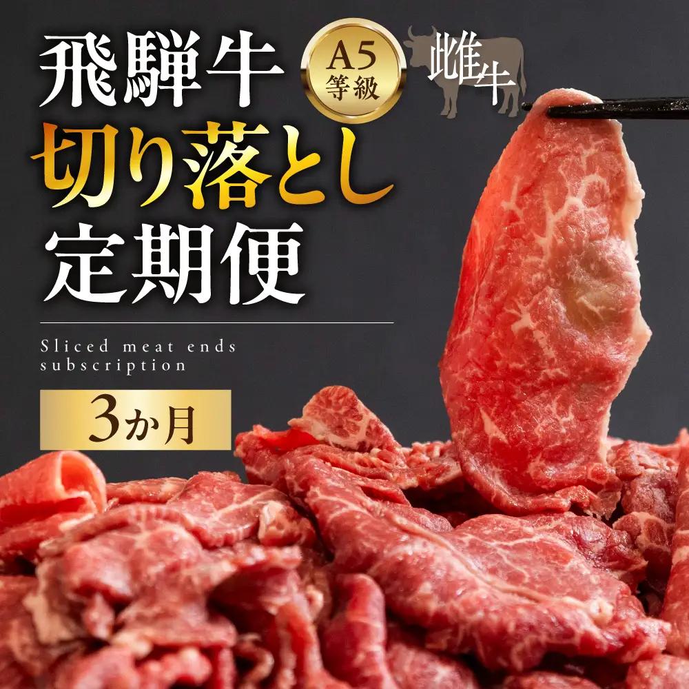 飛騨牛　A5 牝牛 切り落とし 500g 3か月定期便 ステーキ 牛肉 焼肉 高級 黒毛和牛 和牛 切り落とし 訳あり