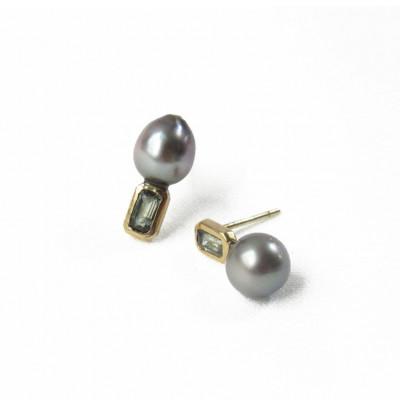 ふるさと納税 座間味村 kerama pearl × green sapphire earring 2 / K18 (片耳) |  | 02