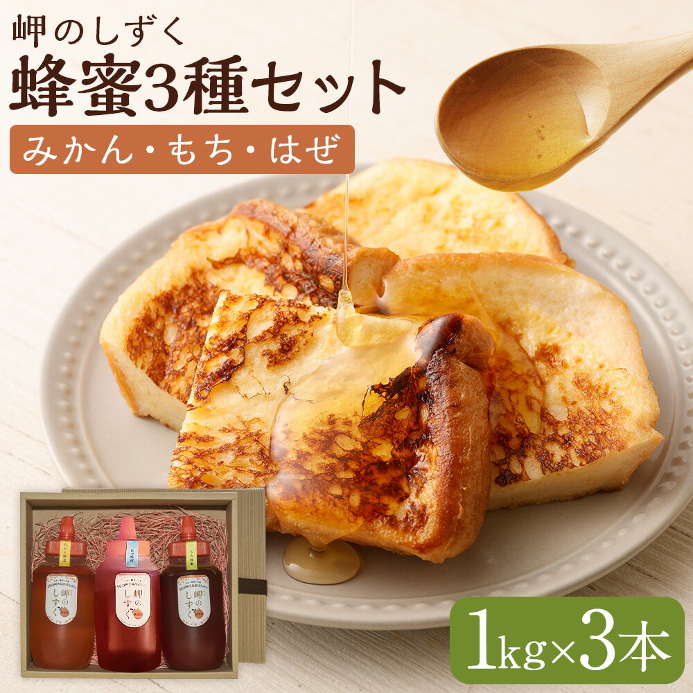 【ふるさと納税】「岬のしずく」佐田岬半島産 純粋蜂蜜 （みかん・もち・はぜ）各約1kg 合計約3kg 3本セット はちみつ ハチミツ 蜜 国産 常温 詰合せ 詰め合わせ セット 愛媛県 送料無料 (318) 【えひめの町（超）推し！（伊方町）】