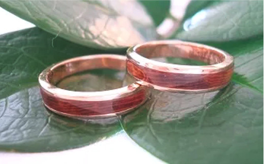 【グレイン】屋久杉リング -太めタイプ- 添（Sou）-「ピンクゴールドタイプ」- メンズ レディース 男性 女性 アクセサリー 贈り物 ギフト おしゃれ お揃い 指輪 木製品 一点物 人気 おすすめ