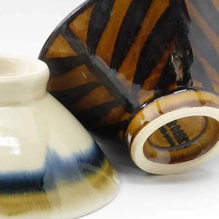 【波佐見焼】Folk Design 二色巻・矢羽根飴釉 茶碗 ペアセット 食器 皿 【玉有】 [IE22] 波佐見焼