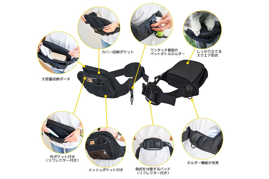 ヒップシートEX マゼンダ ヒップシート ペット用品 ペット 抱っこ はっ水 撥水 滑り止め すべり止め UVカット ポーチ ポケット Dリング リフレクター 74-CP