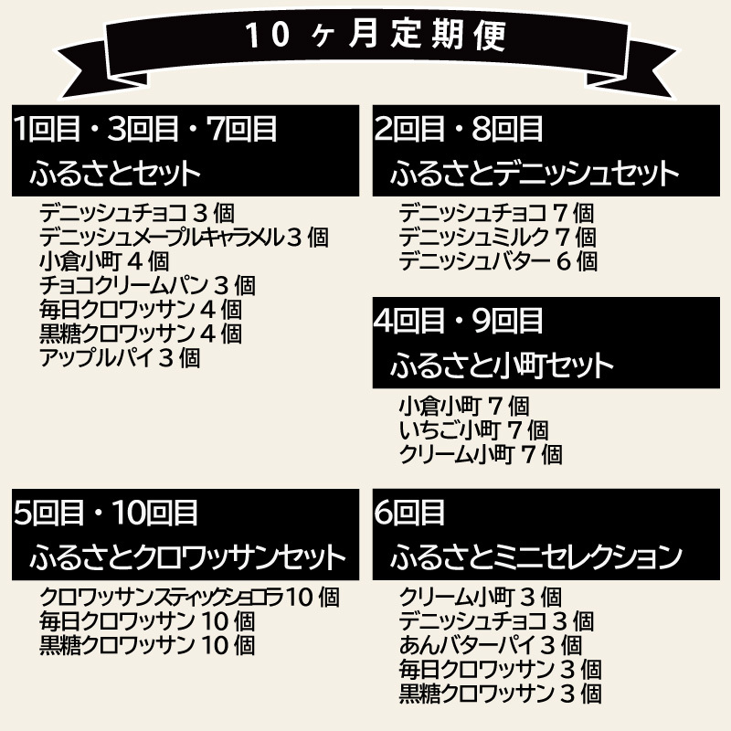 【10ヶ月定期便】【賞味期限60日間】コモパン　ふるさと・デニッシュ・こまきふるさとミニセレクション・小町・クロワッサン／災害用備蓄 保存食 非常食 防災グッズにも