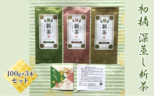 [№5695-1110]【採れたて2025年新茶！】初摘　深蒸し新茶100g×3本セット【2025年5月上旬以降より順次発送】 お茶 緑茶