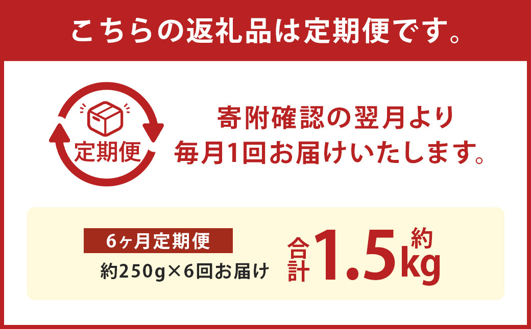 【6か月定期便】 熊本産 馬肉のしゃぶしゃぶ 約1.5kg（約250g×6か月）