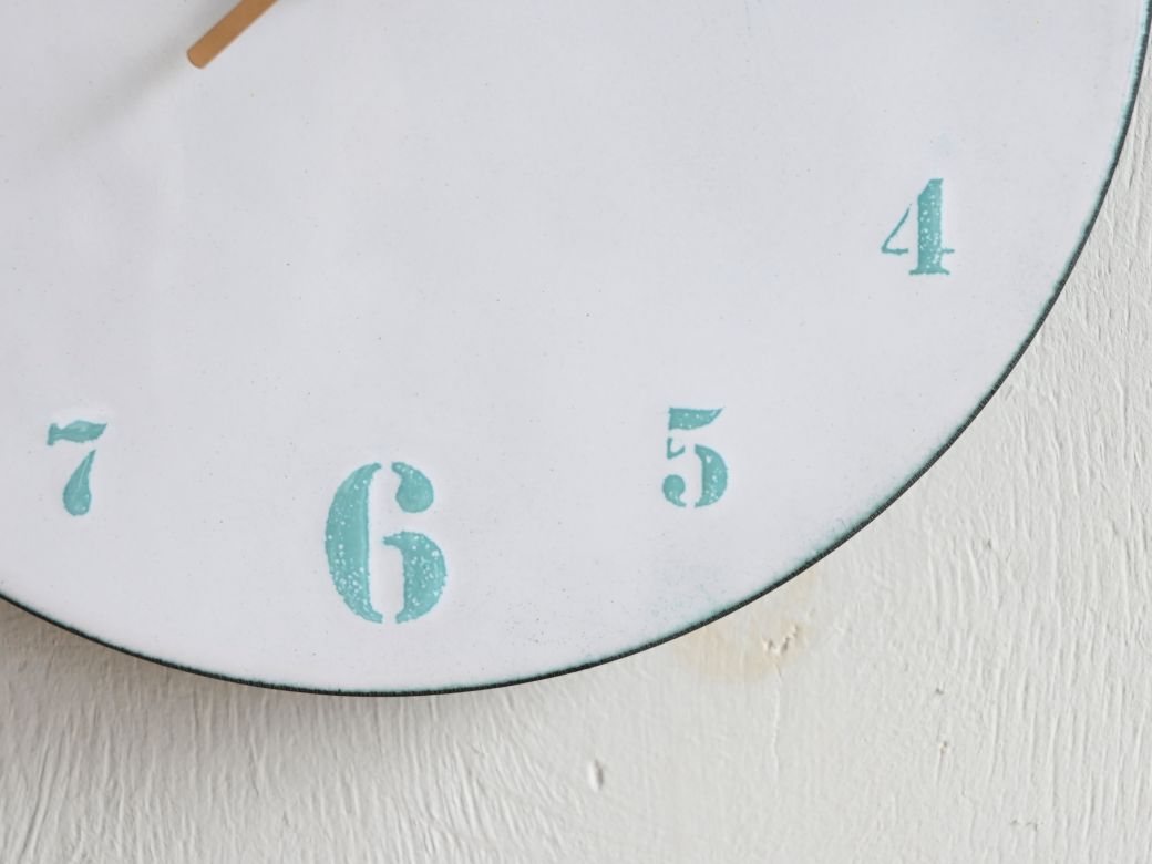 時計 壁掛け時計 文字盤M七宝／白地に水色文字