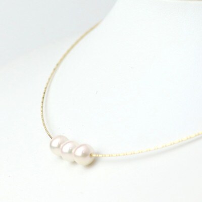 K18あこや真珠7.5-8.0mmオメガタイプ スルーネックレス【配送不可地域：沖縄県】