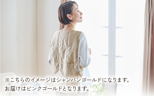 「毎日シルクに包まれて眠りたい」【中わた 富岡産シルク100％】 インナーベスト（フリーサイズ） ピンクゴールド シルク 絹 贈り物 ギフト 国産 F21E-451