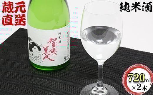智恵美人純米酒 720ml×2本セット【中野酒造】 ワイングラスでおいしい日本酒アワード金賞 セット 人気 ギフト 贈答 お歳暮 御歳暮 新年 ＜110-011＞