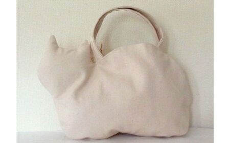 トートバッグネコ型帆布白猫国産厚手トートバッグ