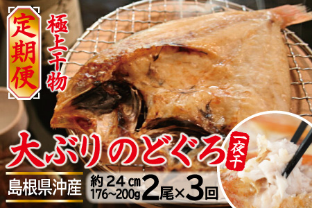 島根県沖！大ぶり「のどぐろ一夜干」定期便（３回お届け）【大ぶり のどぐろ一夜干 2尾×3回 国産 島根県産 大田市 高級魚 ノドグロ アカムツ 白身魚 トロ 無添加 冷凍 真空 特産品 お取り寄せ】