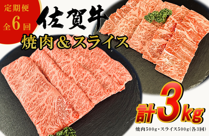 
佐賀牛　焼肉・スライス定期便全6回 J1018
