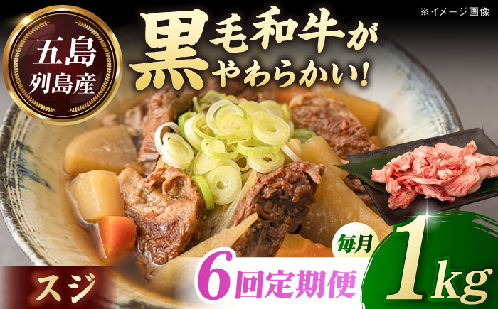 【全6回定期便】五島列島産 黒毛和牛 スジ 1kg 五島市/山口Farm [PGJ027]