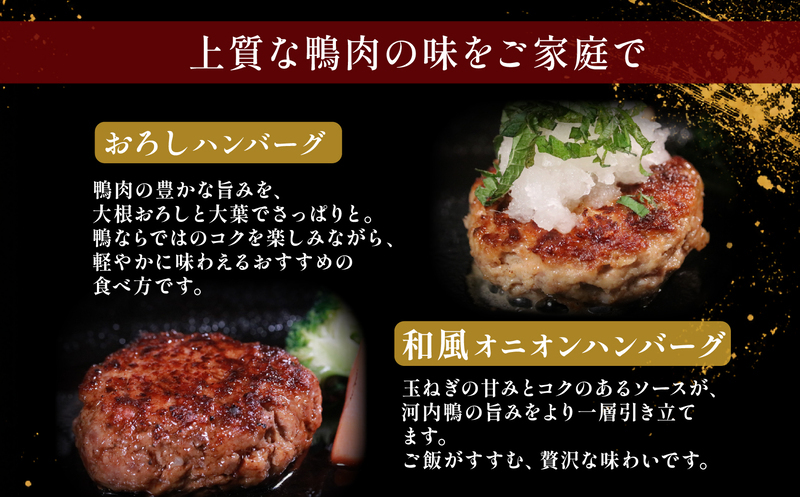 鴨ハンバーグ 15個 河内鴨 ハンバーグ 淡路島産 玉ねぎ 使用 鴨肉 冷凍ハンバーグ ギフト 大阪 大阪府 松原市 