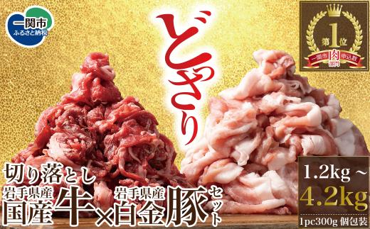 《格之進》 格之進 岩手県産国産牛×岩手県産白金豚 国産牛切り落とし600g 白金豚切り落とし600g 切り落とし ふるさと納税 ギフト 人気 食べ比べ 牛肉 豚肉 肩ロース 赤身 セット しゃぶしゃぶ すき焼き バーベキュー グルメ 送料無料 岩手県 一関市