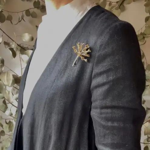 ブローチ ミツマタブローチ（brass）/　YUKIKOMATSUI ミツマタ 植物 真鍮 アンティーク ファッション 手作業 美濃市 岐阜県